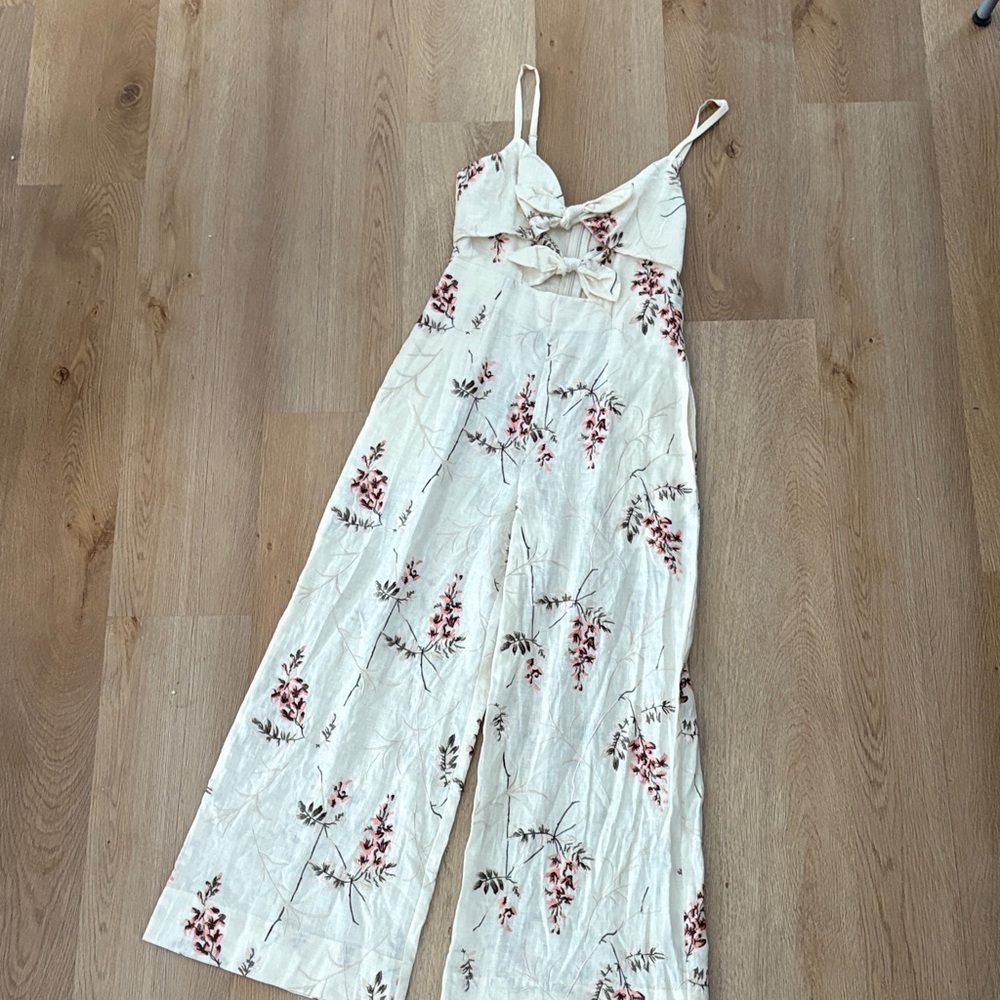 Rebecca Taylor Floral Cream linen Jumpsuit